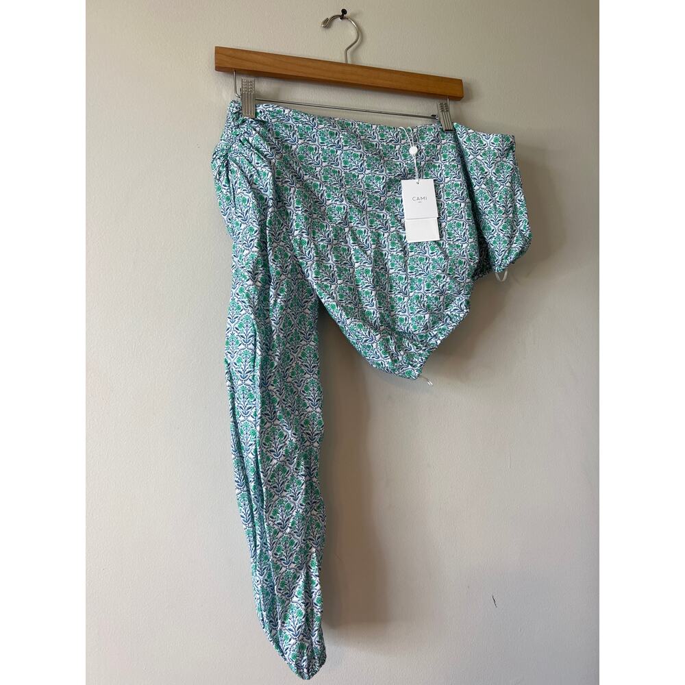 NWT Cami NYC Lenore One Shoulder Crop Top Blouse in Turquoise Wallpaper - Picture 4 of 10